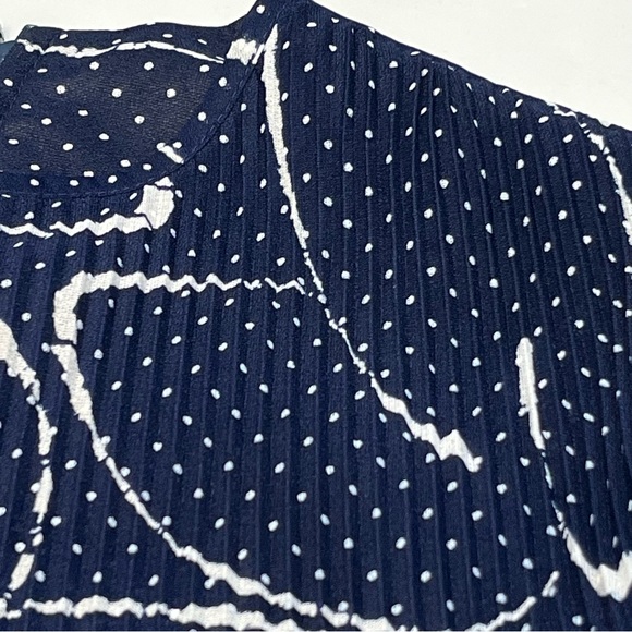 Vintage 70s Lynn Davis Sheer Blue White Polka Dot Dress With Tie Union Tag Sz 12 - Picture 6 of 16